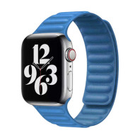 Кожаный ремешок на Apple Watch 38/40/41mm Leather Link Cape cod blue